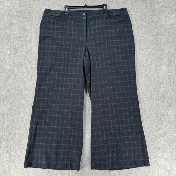 Lane Bryant Slacks Womens‎ 26 Stretch Grey Career Pants Plaid Print Wide Leg - Picture 1 of 8